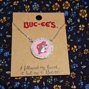 Buc-ee's Kids Pink Logo Pendant Necklace